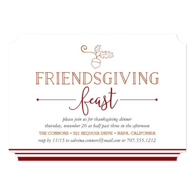 Friendsgiving Feast Thanksgiving Dinner Invitation