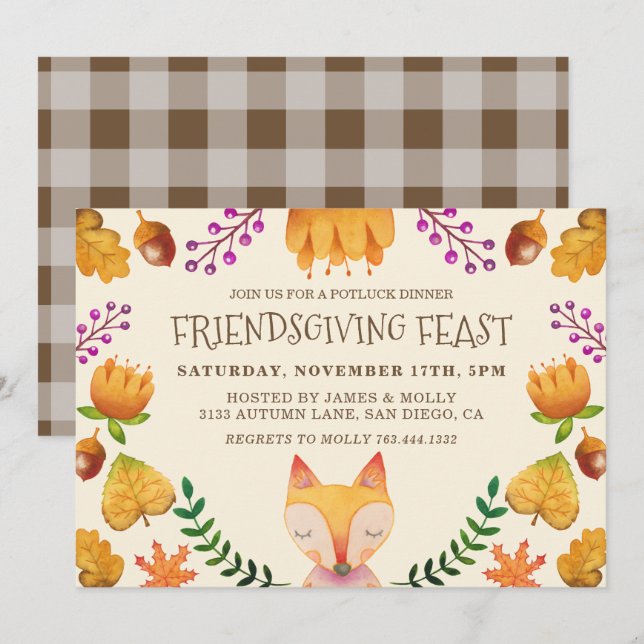 Friendsgiving Feast Thanksgiving Party Invitation (Front/Back)