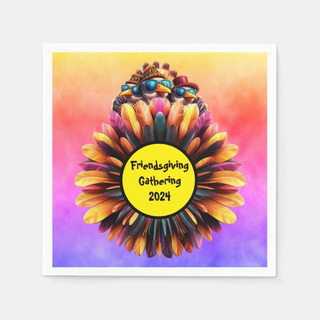 Friendsgiving Funky Thanksgiving Napkins (Front)