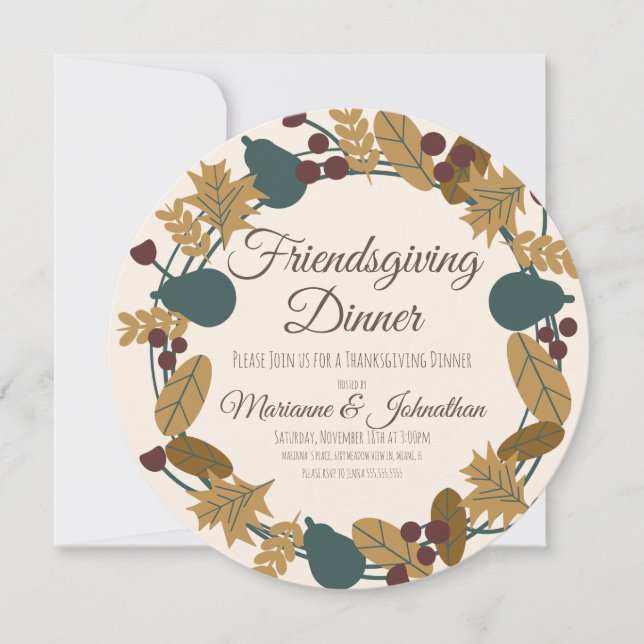 Friendsgiving Greenery Leaf Thanksgiving Wreath (Front)