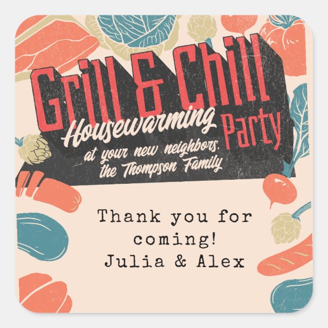 Friendsgiving Housewarming BBQ Thanksgiving Square Sticker (Front)