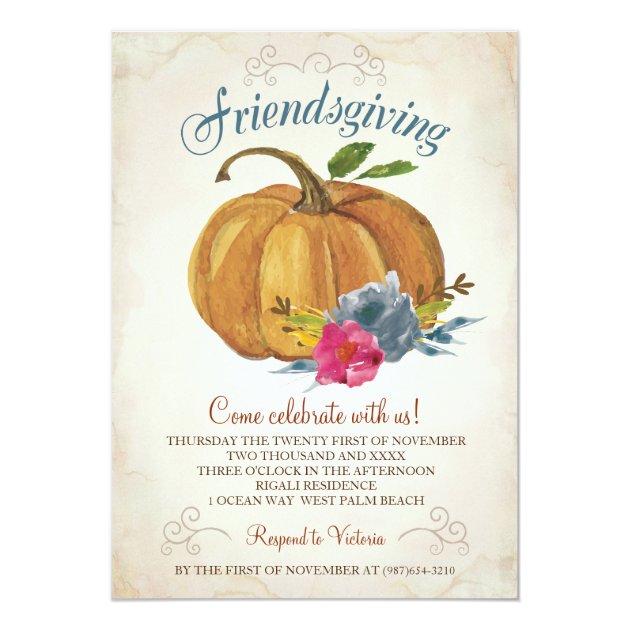 Friendsgiving Invitation - Thanksgiving Pumpkin