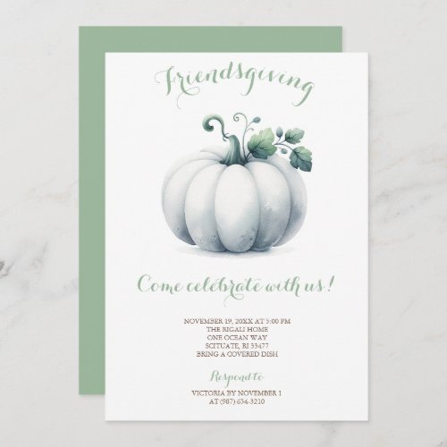 Friendsgiving Invitation White Pumpkin