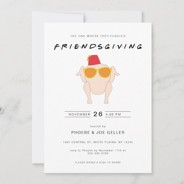 Friendsgiving Invitation with Turkey Thanksgiving (Front)
