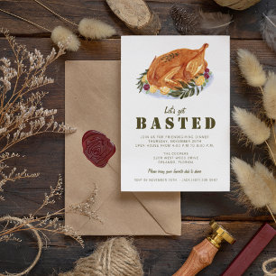 Friendsgiving Let's Get Basted Thanksgiving Dinner Invitation