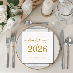 Friendsgiving of 2026 Gold Script thanksgiving Napkins
