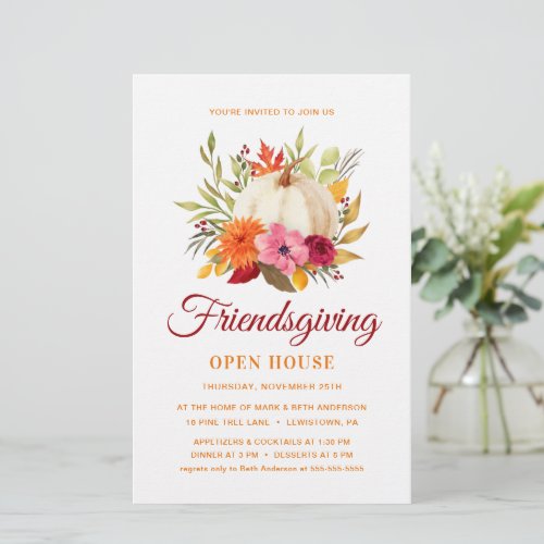 FRIENDSGIVING OPEN HOUSE FLORAL PUMPKINS INVITE