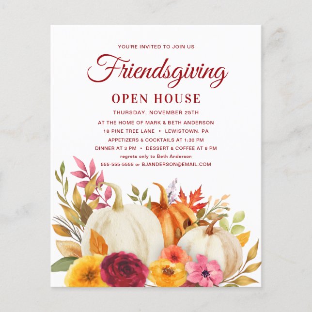 FRIENDSGIVING OPEN HOUSE PUMPKINS BUDGET INVITE (Front)