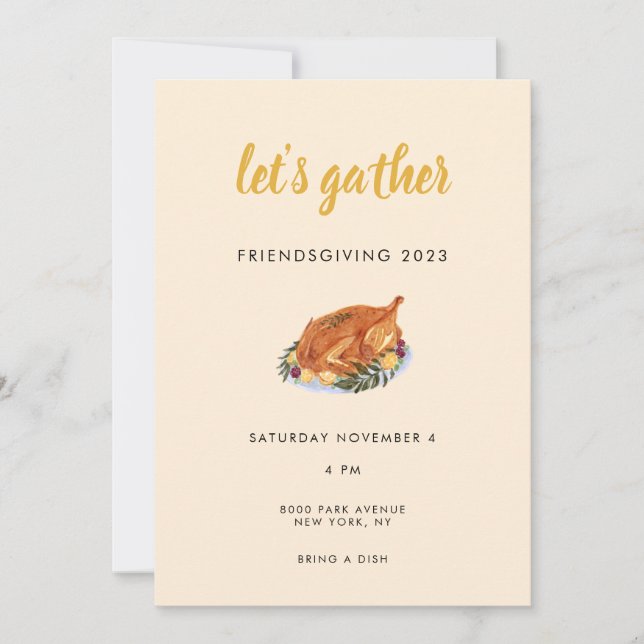 Friendsgiving or Thanksgiving Fall Dinner Party  Invitation (Front)