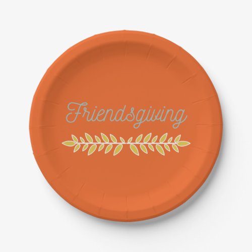 Friendsgiving Orange with Blue_Gray  Gold Paper Plates