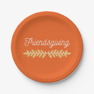 Friendsgiving Orange with White & Gold Paper Plates