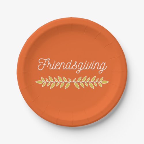 Friendsgiving Orange with White  Gold Paper Plates