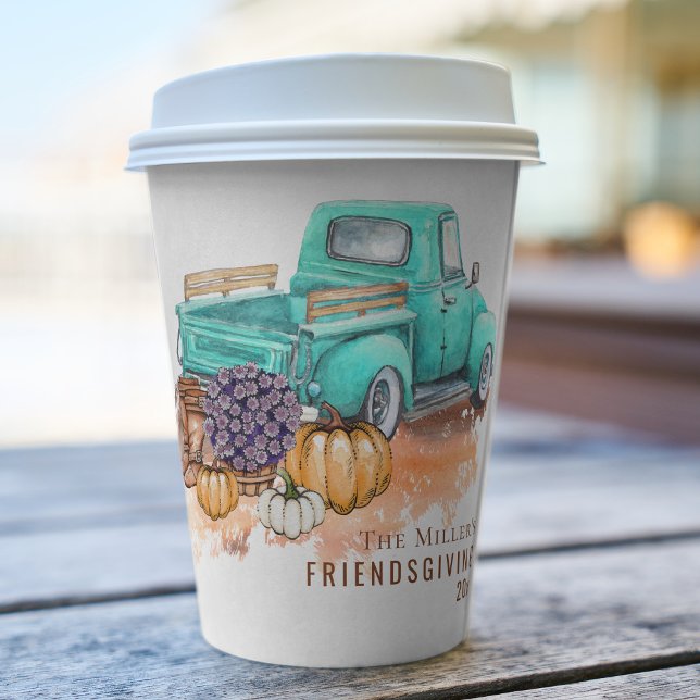 Friendsgiving Personalized Rustic Farm Truck Paper Cups (Creator Uploaded)