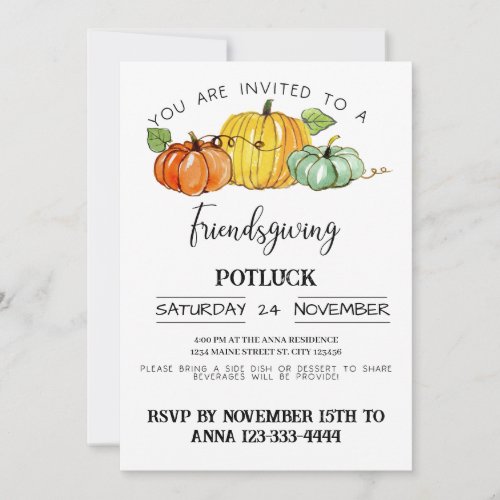 Friendsgiving Potluck Invitation