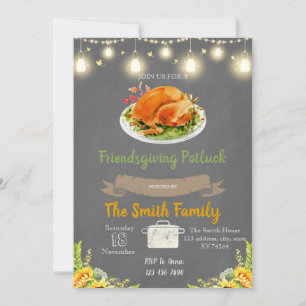 Friendsgiving potluck party invitation