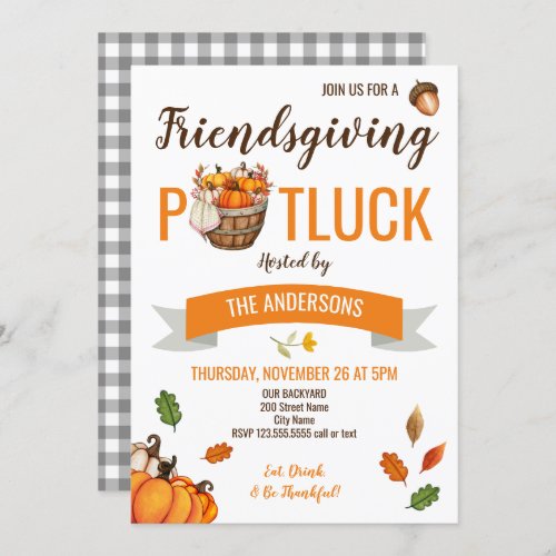 Friendsgiving Potluck Thanksgiving Invitation