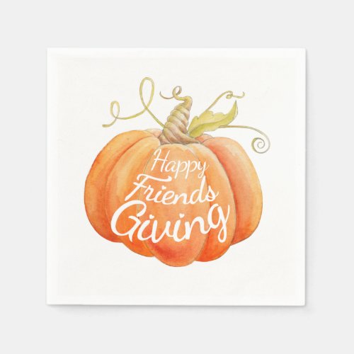 Friendsgiving pumpkin watercolor art napkins