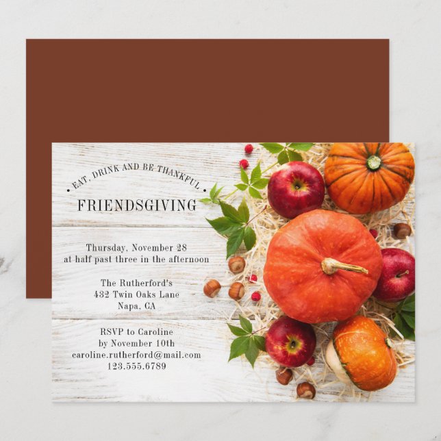 Friendsgiving Rustic Pumpkins | Thanksgiving Invitation (Front/Back)