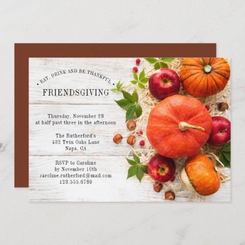 Friendsgiving Rustic Pumpkins  Thanksgiving Invitation