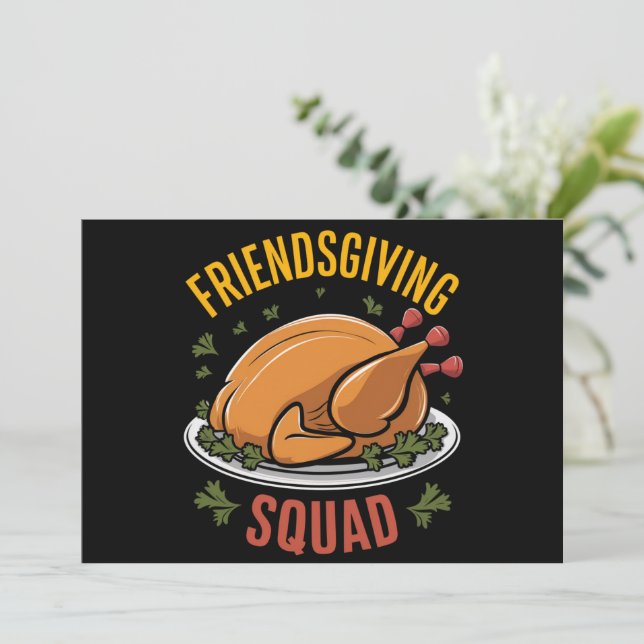 Friendsgiving Squad Turkey Dinner Gift Matching  Holiday Card (Standing Front)