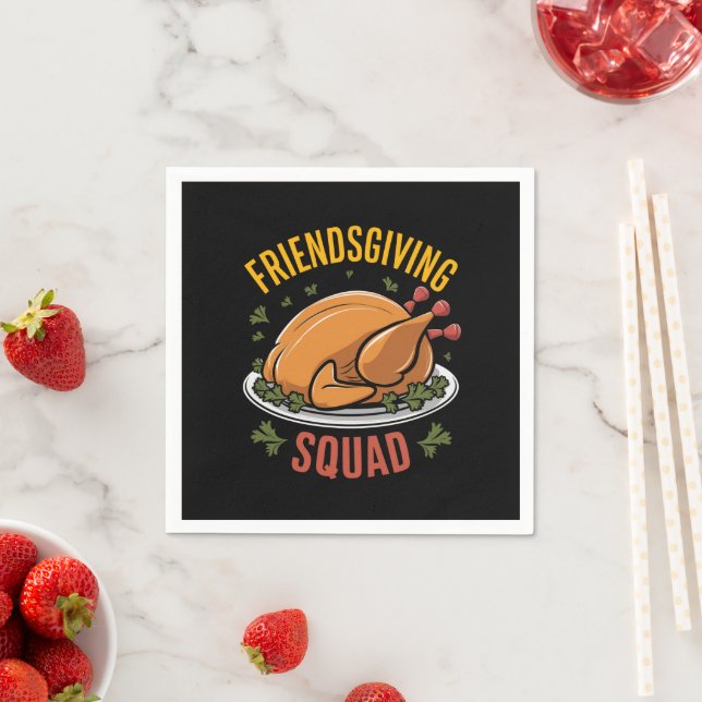 Friendsgiving Squad Turkey Dinner Gift Matching  Napkins (Insitu)