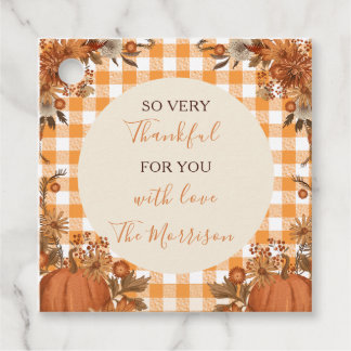 Friendsgiving Square Favor Tag Thankful For You