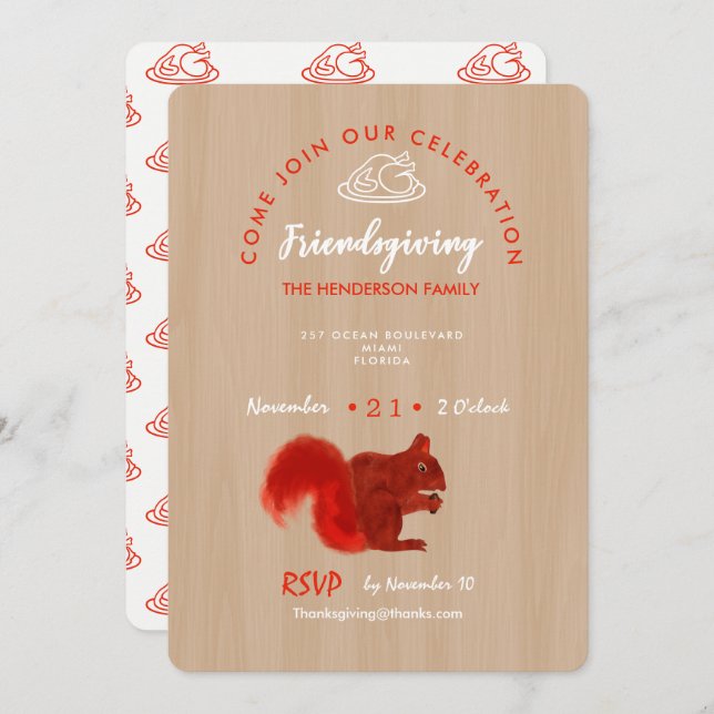 Friendsgiving Thankful Celebration Rustic Invitation (Front/Back)
