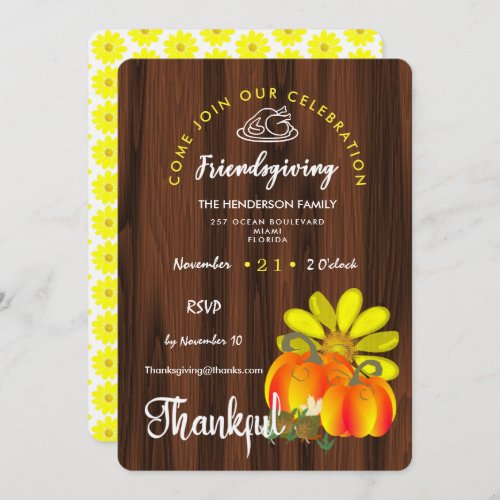 Friendsgiving Thankful Celebration Rustic Invitation