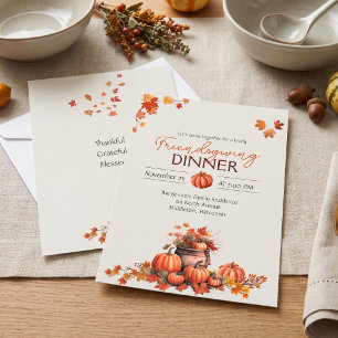 Friendsgiving Thankful Grateful Blessed Pumpkin Invitation