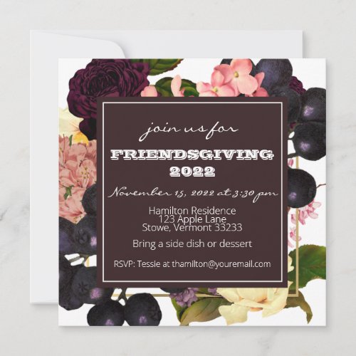 Friendsgiving Thanksgiving Dinner Autumn Florals Invitation