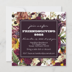 Friendsgiving Thanksgiving Dinner Autumn Florals Invitation