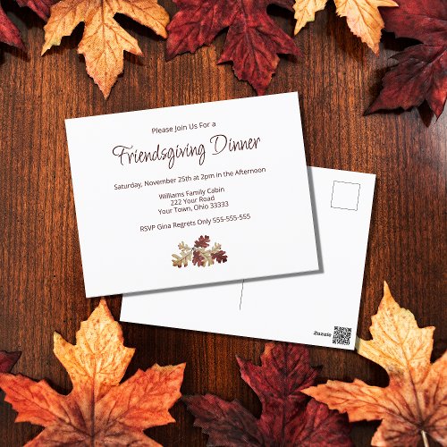 Friendsgiving Thanksgiving Dinner Fall Foliage Postcard