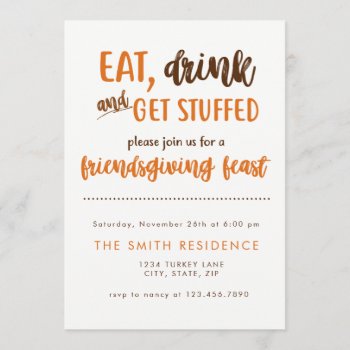 Friendsgiving Thanksgiving Dinner Feast Potluck Invitation by SunflowerDesigns at Zazzle