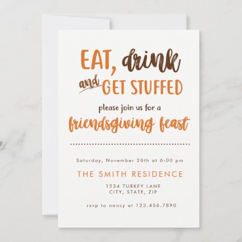 Friendsgiving Thanksgiving Dinner Feast Potluck Invitation