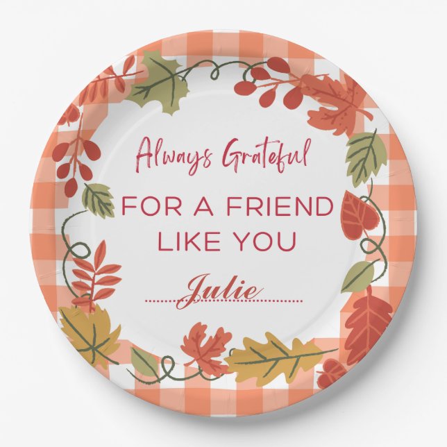 Friendsgiving Thanksgiving Dinner Holiday Paper Plates (Front)