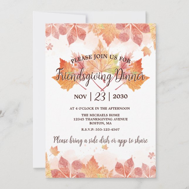 Friendsgiving Thanksgiving Dinner Invitation (Front)