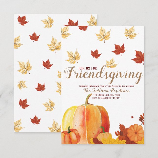 Friendsgiving Thanksgiving Dinner Invitation (Front/Back)