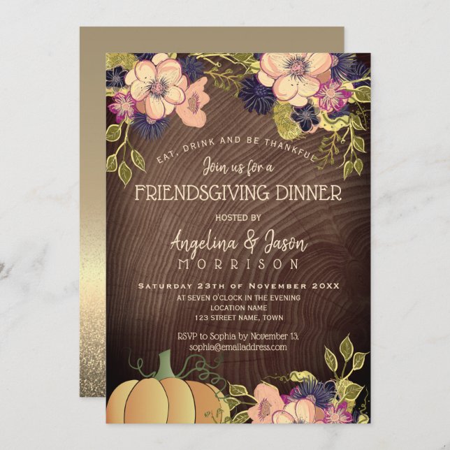 Friendsgiving Thanksgiving Dinner Invitation (Front/Back)