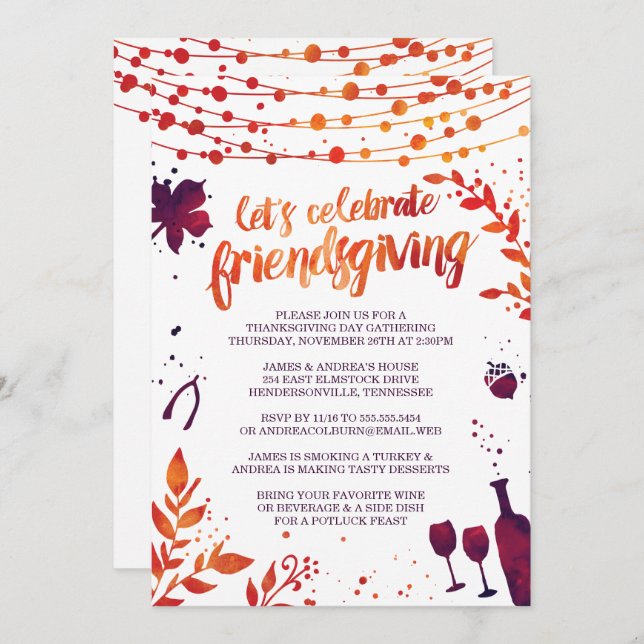 Friendsgiving Thanksgiving Dinner Invitation (Front/Back)