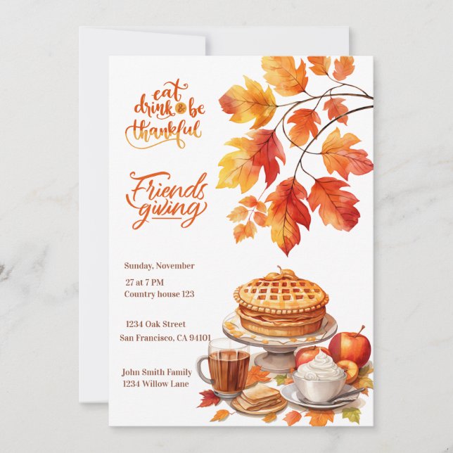 Friendsgiving Thanksgiving Dinner Invitation (Front)