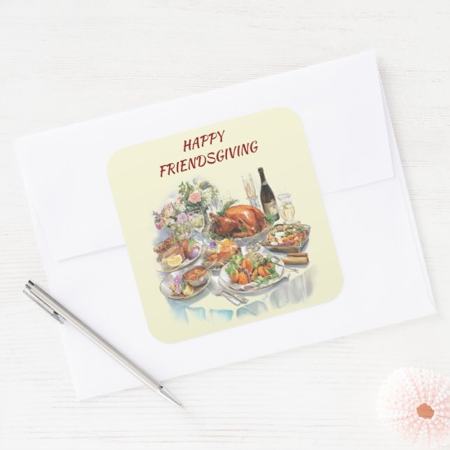 Friendsgiving Thanksgiving Dinner Sticker (Envelope)