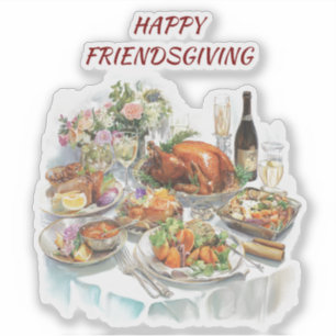 Friendsgiving Thanksgiving Dinner Vinyl Sticker