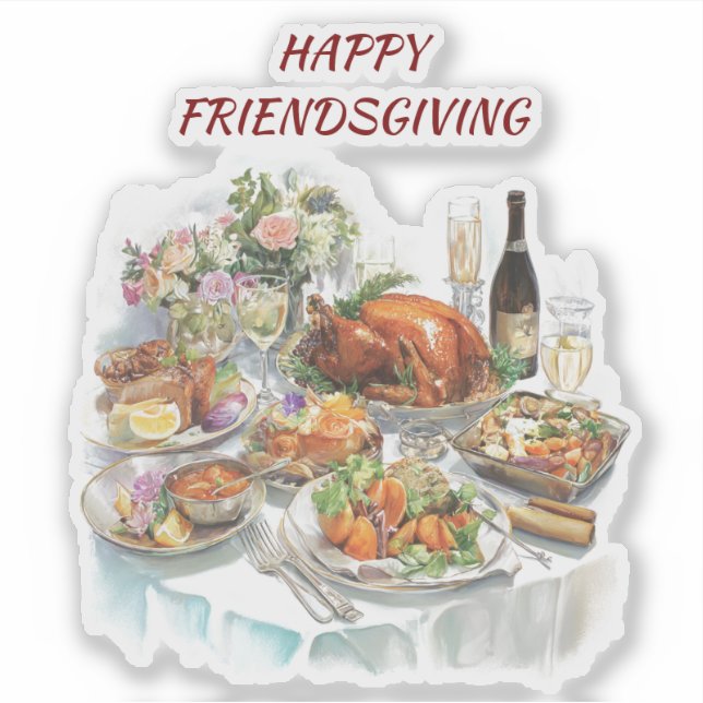 Friendsgiving Thanksgiving Dinner Vinyl Sticker (Front)