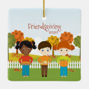 Friendsgiving Thanksgiving Feast Ceramic Ornament