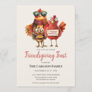Friendsgiving Thanksgiving Feast Cute Turkey Trio Invitation