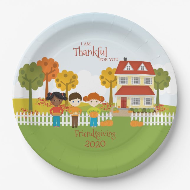 Friendsgiving Thanksgiving Feast Paper Plates (Front)