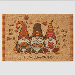 Friendsgiving Thanksgiving Gnome Personalized Fiber Doormat
