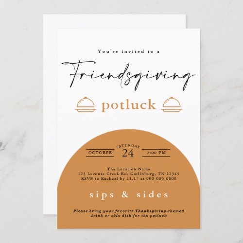 Friendsgiving Thanksgiving Modern Potluck Dinner Invitation