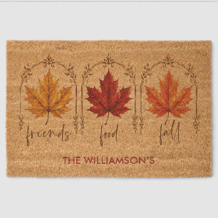  Friendsgiving Thanksgiving Personalized Name Fall Fiber Doormat