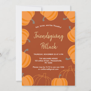 Friendsgiving Thanksgiving Potluck Fall Pumpkin Invitation
